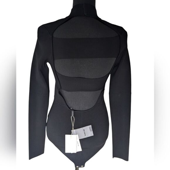 Helmut Lang Black Long Sleeve Open Back Strap Bodysuit NWT - Picture 2 of 6
